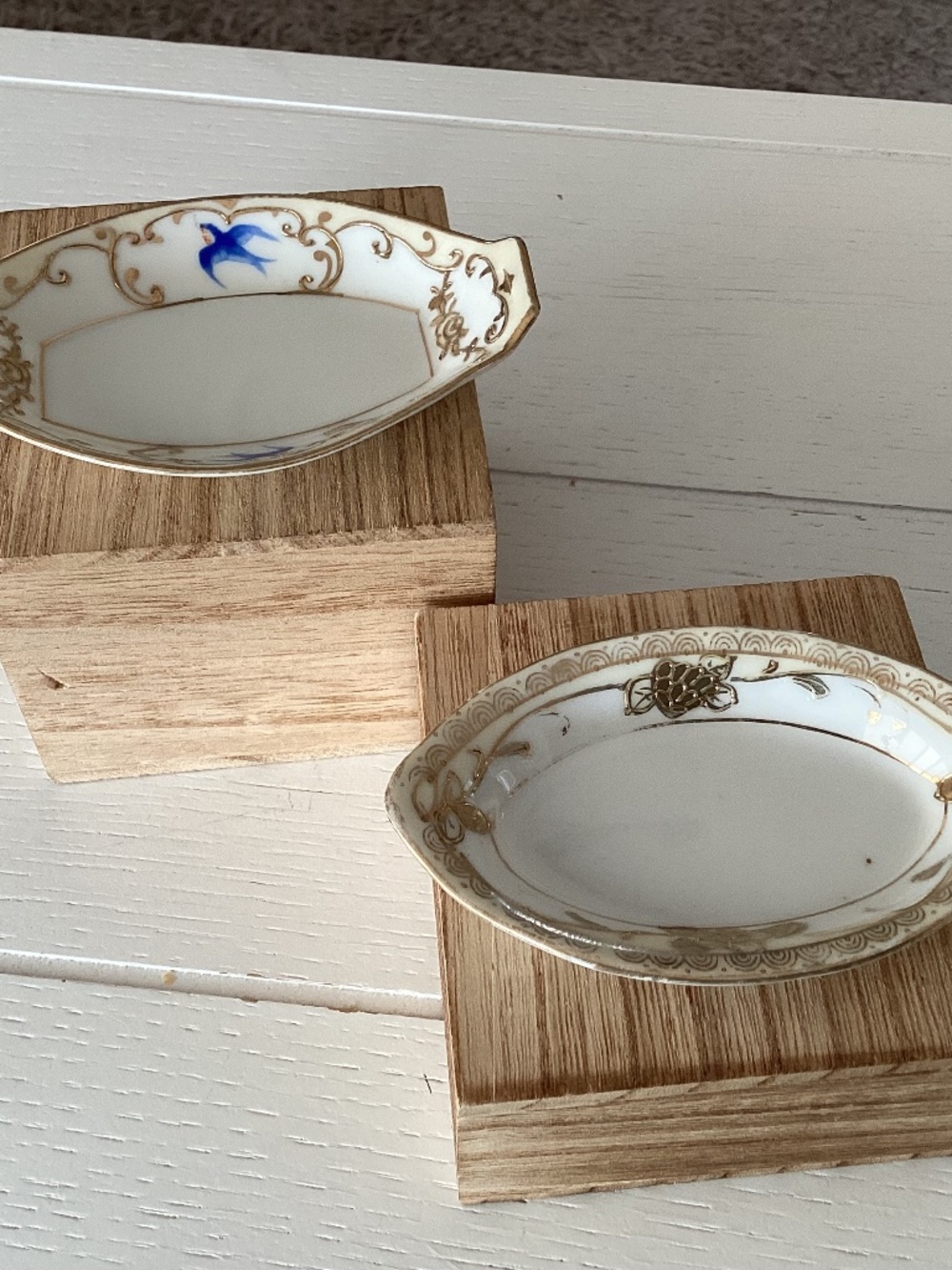 Set of (2) Antique Nippon Hand Painted Trinket Dishes